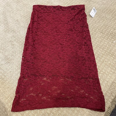 NWT Forever 21 Skirt Pencil Straight Burgundy Red Laces $10.03