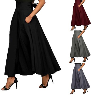#ad Female Women#x27;s Daily With Flowy Women Formal Long Midi Skirt Pockets Skirt $38.04