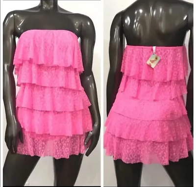 #ad Victorias Secret Swim Bikini Cover Up Mini Ruffle Dress Skirt Swimwear Small New $9.99