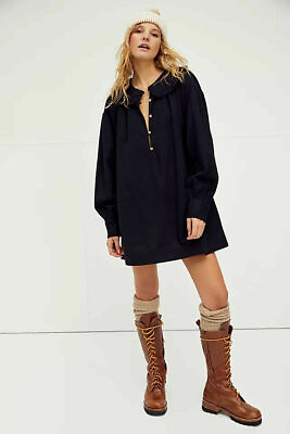 Free People Violette Mini Dress Ruffle Long Sleeve Button Endless Summer XS NEW $32.38
