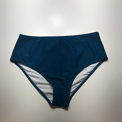 #ad NEW Teal Blue Dark Green Bikini Bottoms High Waist Poly Spandex Womens Medium $12.99