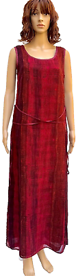 #ad #ad Vtg 90s Carole Little Women#x27;s Sleeveless Lined Chiffon Maxi Dress Maroon Size 8 $27.00