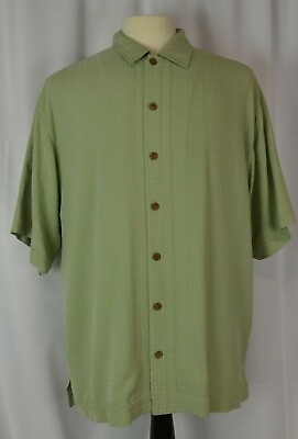 Tommy Bahama Men#x27;s Silk Shirt Button Up Size Large Sun Casual Vacation Green $22.39