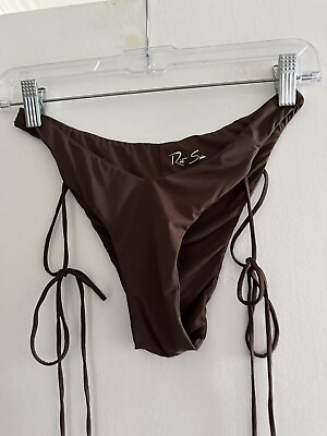 #ad Riot Swim Brown Side Tie Cheeky Bikini Bottom Size Small EUC $18.50