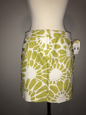 #ad J. Crew Light Green Mini Skirt W White Floral Print Size 2 $16.88