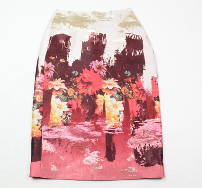 #ad J.Crew Collection Jacquard Midi Pencil Skirt Womens 2 Metallic Painted Floral $21.97