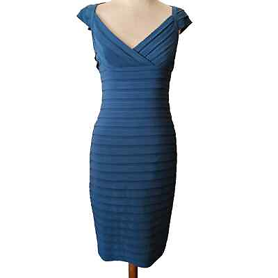 #ad Blue Knee Length Bodycon Cocktail Dress Size 4 $33.75