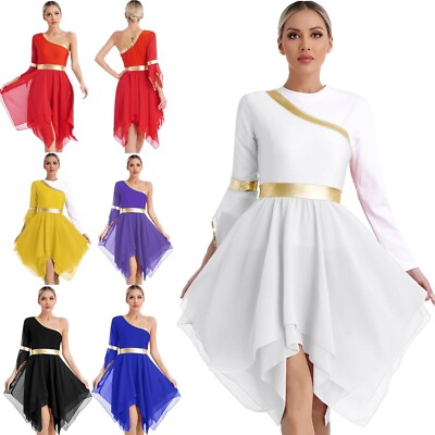 #ad Women#x27;s Dancing Costume Contrast Color Dance Dresses Ballet Dress Party Outwear $19.92