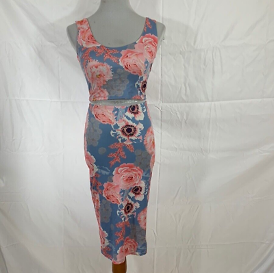 #ad Women 2 Piece Bodycon Floral Pencil Skirt Croptop Set Sleeveless Joe amp; Elle Sz S $27.99
