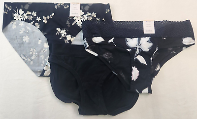 #ad Auden Womens Lot of 3 Black Panties Size M 8 10 Bikini Cheeky Cotton Blend Bri $8.50
