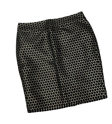 #ad Ann Taylor Womens Pencil Skirt Black amp; Metallic Gold Polka 6P $18.00