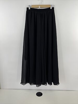 #ad Unbranded Women#x27;s Black Long Midi A Line Wasitband Skirt Size Large $39.00