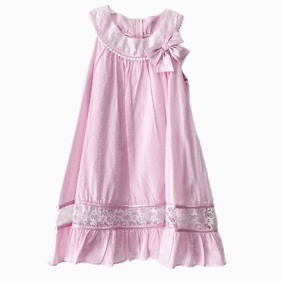 #ad Bonnie Jean Girls Pink Floral Lace Trapeze Dress Spring Summer Easter Polka Dot $36.99