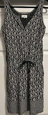 #ad Lou amp; Grey Sundress XS Black Paisley Cotton Elastic Waist Sleeveless $16.99