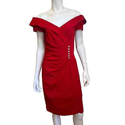 #ad En Francais by Huey Waltzer New Deadstock Vintage 80#x27;s Red Cocktail Dress NWT 8 $151.99