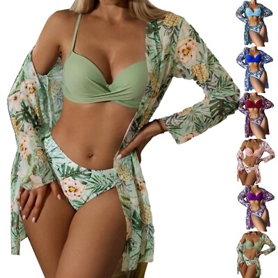 #ad Hot Girl Print Bikini Set Swimsuit Cover Up Bathing Suit Medium Elasticity $34.75