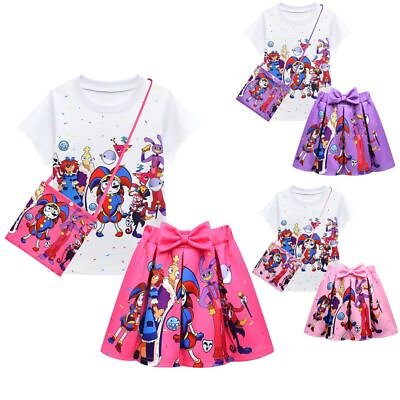 #ad Girls Skirts Summer Digital Circus Tulle Dance Pink Skorts Kids Tutu Mini Dress $18.69