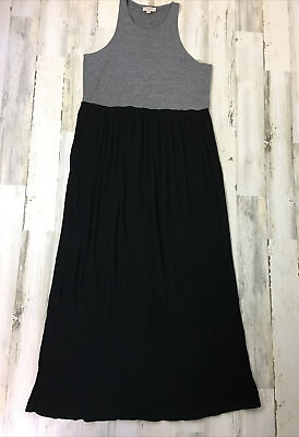 Loft Womens Maxi Dress Extra Large Sleeveless Black Gray Tank Stretchy Beach $24.99