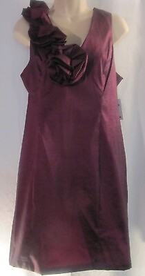 #ad NWT S.L. Fashions Purple Cocktail Dress with Ruffle Size 14 $39.99