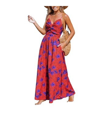 #ad Cupshe Keyhole Open Back Floral Boho Summer Maxi Dress Size XS $25.00