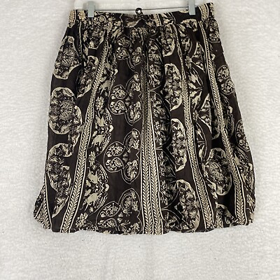#ad Lotus Large Short Skirt Women Bohemian Gypsy Hippie Boho Brown Floral Sheer $15.88