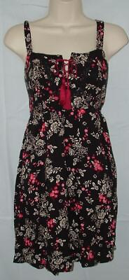 #ad Black Floral Jr Large 11 13 Casual Wear Sleeveless Knee Length Sun Dress $4.75