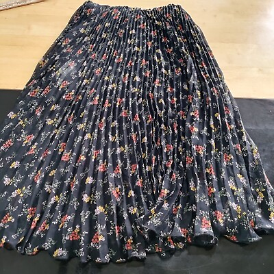 #ad Womens black floral skirt 100% polyester $9.13