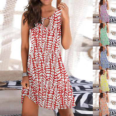#ad Casual Mini Dress For Women Summer Loose Dress Sleeveless Cute Summer Dresses $16.33