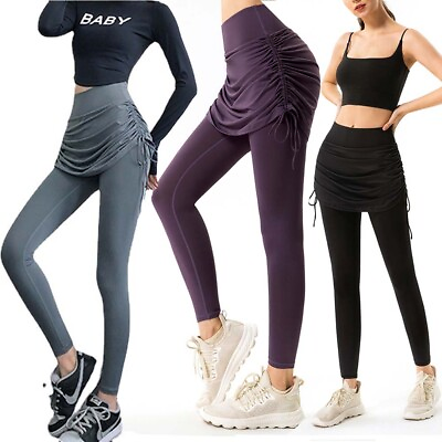 #ad #ad Women#x27;s Skirted Leggings High Waisted Yoga Tennis Golf Pants with Gathered Skirt $18.26