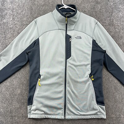 #ad North Face Jacket Mens Large Gray Full Zip Fleece Lined Softshell Bomber Coat $19.95