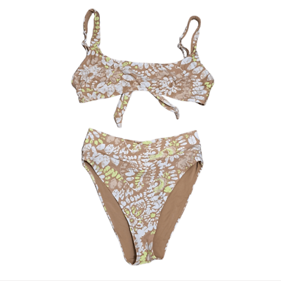 #ad Aerie Two Piece Swimsuit High Waist Bikini Bottom Medium Bra Large Multi colored $25.00