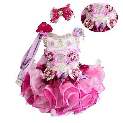 #ad Jenniferwu Infant Toddler Baby Girl Handmade Beaded Birthday Princess Dress $67.15