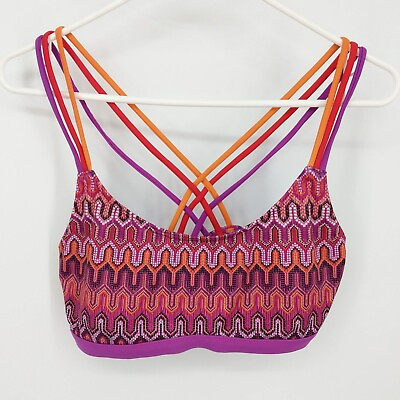 #ad prAna Zira Ibiza Print Strappy Back Bikini Swim Top Purple Women#x27;s Size Medium $22.00