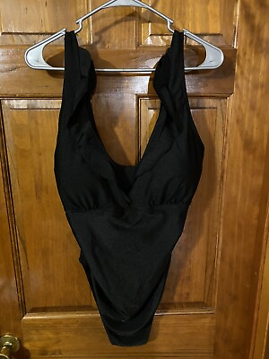 #ad #ad Tempotrek One Piece Maternity Swimsuits Ruffle Flounce Black Size XXLarge NWT $16.98