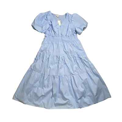 #ad NWT MOON RIVER Powder Blue Tiered Maxi Dress 3X $70.00