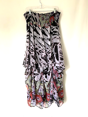 #ad Roberto Malaki Womens Skirt XL Maxi Floral Multicolor Long Gathered Boho $49.99