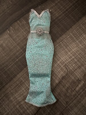 #ad Barbie Doll Fashion Fever My Scene Blue Cocktail Dress Sparkles Flower Belt $18.00