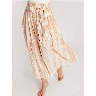 #ad Mille Women#x27;s Francoise Skirt In Mumbai Striped Cream Pink Maxi XL NWOT $89.99