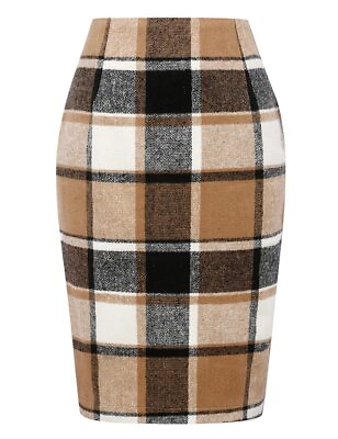 #ad IDEALSANXUN Brown Plaid Skirts for Women Midi Length Fall Fashion 2024 Knee L... $48.96