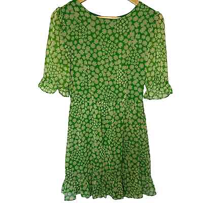 #ad Emory Park Green Floral Ruffle Lined Spring Summer Dress Small Medium $22.00