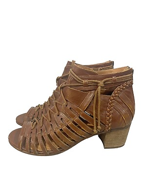 Not Rated Cupertine Brown Strappy Heeled Boho Caged Sandals Womens 10 $35.00