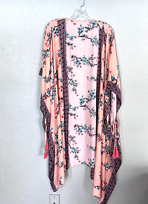 #ad Kimono Swim Coverup Beautiful Pattern Unbranded Side Tie Tassels Boho Beach $16.99