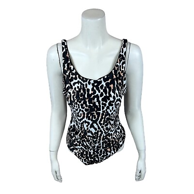 #ad Attitudes by Renee Women#x27;s Reversible Bathing Suit Leopard Black Large Size $15.00