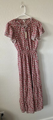 #ad Max Studio Red Floral Maxi Dress Size S New w Tags Unworn $45.00