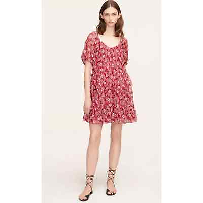 #ad NWOT Rebecca Taylor Red Floral Monarch Fleur Tiered Mini Summer Dress Medium $64.00