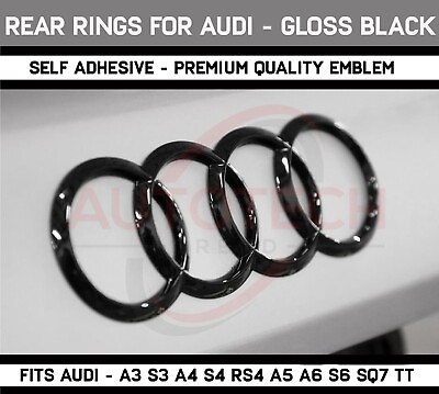 #ad AUDI Gloss Black Rear Trunk Lid Rings Badge Logo Emblem for A1 A3 A4 S4 A5 S6 A6 $14.99