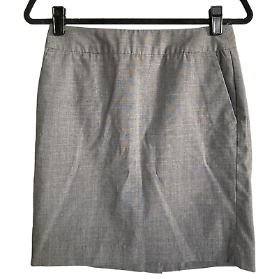 Banana Republic Skirt Women Size 2P Gray Wool Pocket Straight Pencil Work Casual $13.85