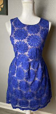 #ad Ellison Blue Floral Lace Dress Size S Small $17.60