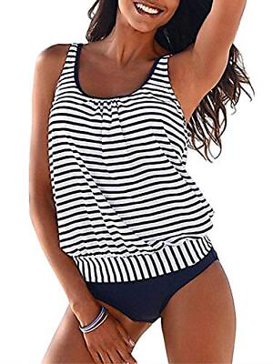 #ad BIKINX Striped Tankini Swimsuits for Women Plus Size Swimwear Tummy Control Two $10.99