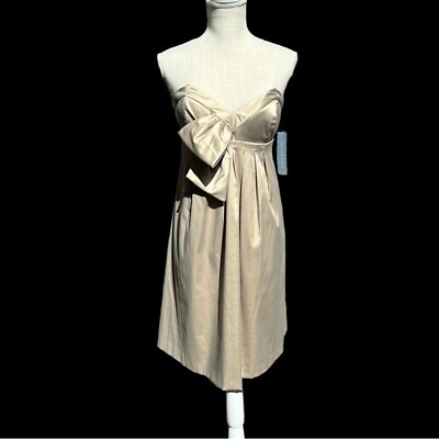 #ad 🌻NEW London Times Formal Strapless Khaki Satin Evening Dress Size 10 $25.00